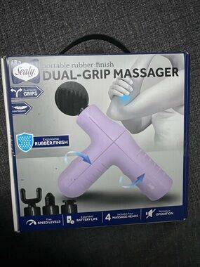 NEW sealy portable rubber-finish DUAL-GRIP MASSAGER gun